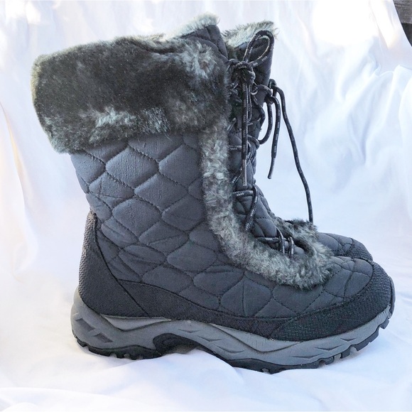 L.L. BEAN | COMMUTER FAUX FUR TRIM QUILTED WINTER SNOW BOOTS SIZE 8.5 - Picture 2 of 10